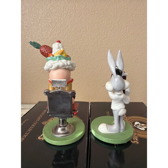 Goebel Looney Tunes Rabbit of Seville Bugs Fudd Scape 3-Pc Barber Set w/FLAWS - Picture 14 of 16